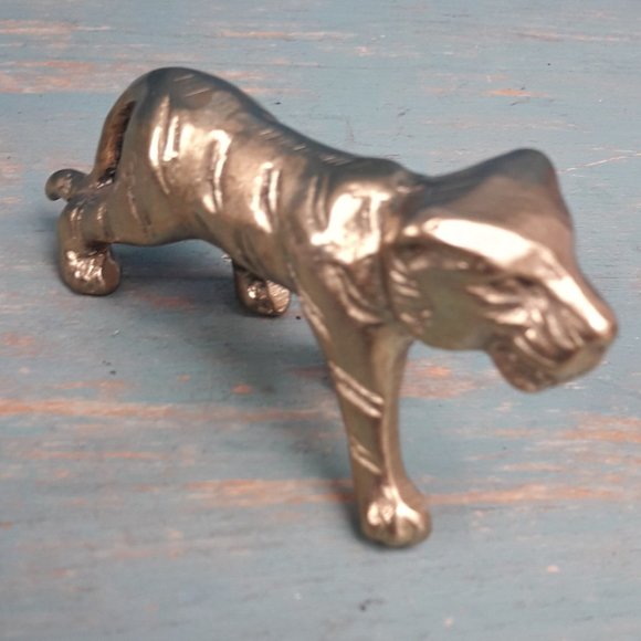 Brass Panther Vintage Animal Figurine Mid Century Modern Gold Metal Tiger Lion - Picture 9 of 16